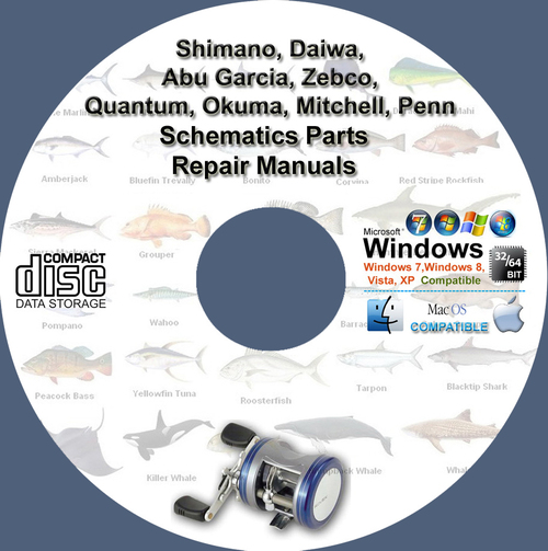 Product picture Shimano Daiwa Zebco Penn Abu Garcia Okuma Mitchell Manual